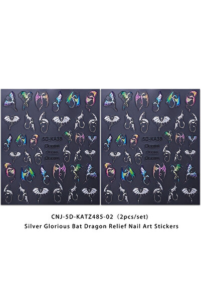 Choice MULTI 2PCS Bat Flying Dragon relief nail stickers, easy to apply for nail decoration DIYGifts, parti