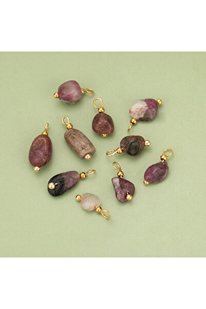 Choice مجموعة من 10 قطع من أحجار التورمالين الطبيعية المطلية بالذهب، مصنوعة ي...