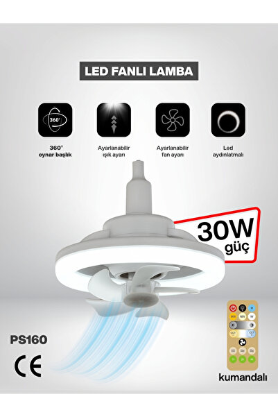 MetaForce 360 ° Dönen Tavan Vantilatörü Işık E27 (Ampul Duylu) Akıllı Fan Uza...