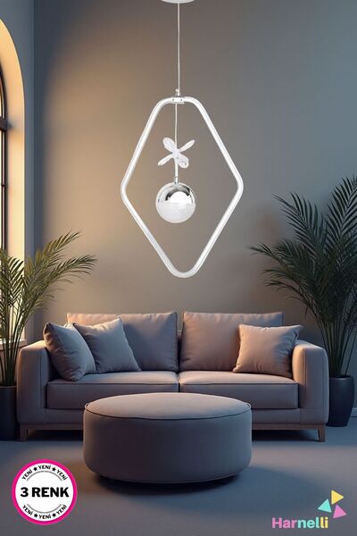 Harnelli 3 Renk Yanabilen Şeker Camlı Modern Ledli Avize