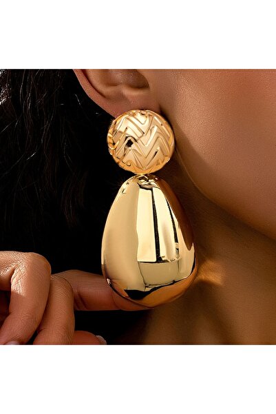 Choice زوج واحد من أقراط فاشن المرصعة باللون الذهبي، سطح شفاف، مجوهرات سميكة