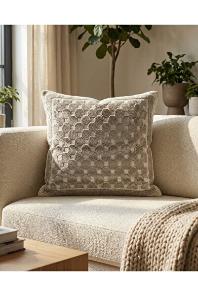MACASA 100% Organic Cotton Boucle Woven Scandinavian Bohemian Style Single Decorative Premium Throw Pillow Cover
