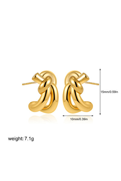 Choice T152-1 Stainless Steel Mini Knot Stud Earrings for Women Vintage Gold ...