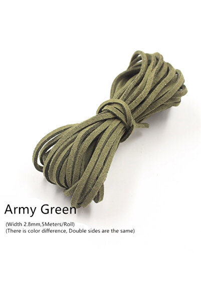 Choice 3MM 5Meters Army Green 3MM 5M Micro-Fiber Flat Leather Lace Beading Thread Faux Suede Cord String Ve