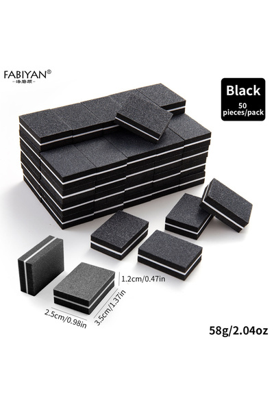 Choice عبوة من 50 قطعة من مبردات الأظافر الإسفنجية الصغيرة السوداء، ذات وجهين...