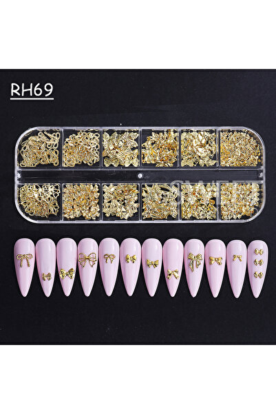 Choice RH69 12Grids Metal Vibe Art Charm Gold 3D Vibecont Ribbon Hair Parts N...