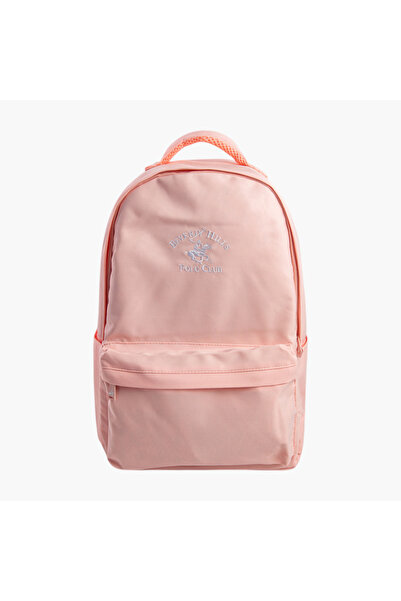 Beverly Hills Polo Club Solid Backpack with Adjustable Straps and Zip Closure...