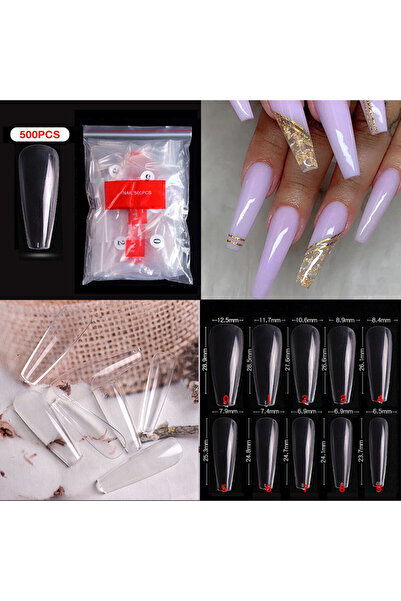 Choice Clear 500pcs/bag Long Ballerina Nails Clear Natural Coffin False Nails Art Tips Ultra Flexible Fake