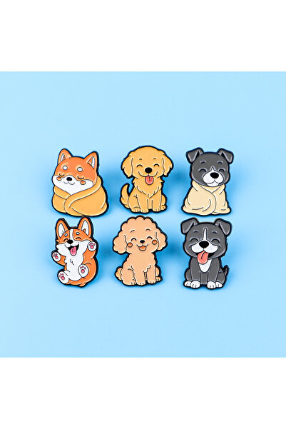 Choice دبوس واحد مطلي بالمينا على شكل قطة وكلب كاواي سعيد، بروشات حيوانات كرت...