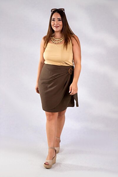 Roxxlen Fusta de damă cu detaliu cu cataramă laterală de mărime mare