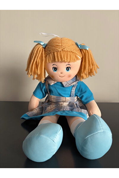 VARDEM OYUNCAK 50 cm bez bebek Mavi Gri Elbiseli