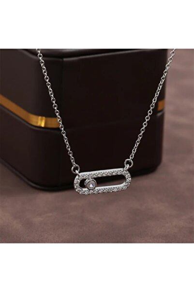 Choice قلادة مربعة مزدوجة الجوانب بتصميم مشبك ورق إبداعي باللون الفضي للنساء،...