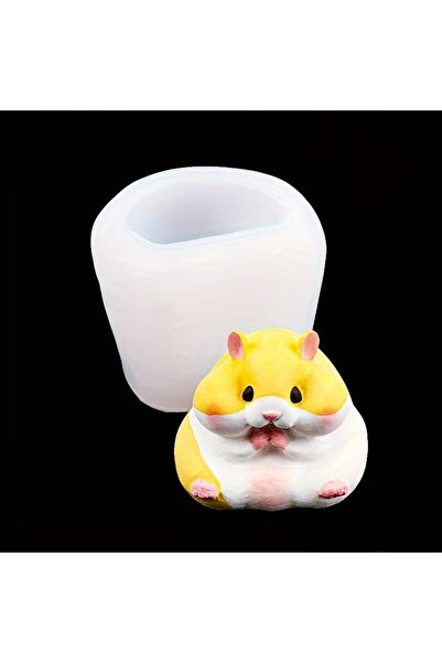 Choice قالب سيليكون ثلاثي الأبعاد على شكل هامستر بلون بيج فاتح، قالب سيليكون مكتبي بنقوش بارزة، مناسب للأعمال اليدوية.