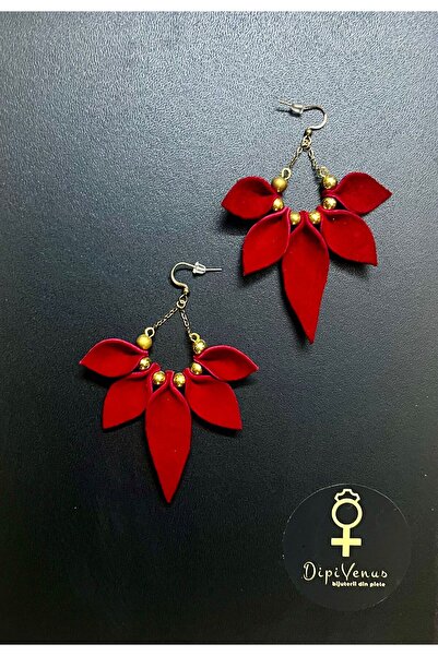 DipiVenus Cercei mari cu petale roșii