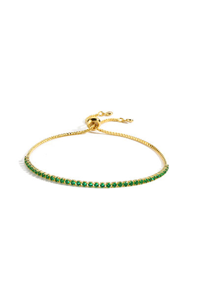 Choice سوار تنس ذهبي بتصميم مختلط مرصع بالزركون الأخضر الدقيق للنساء، إصدار 2...