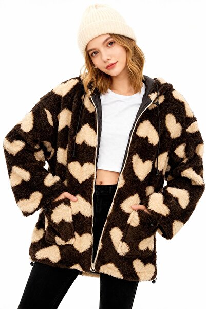 Rays 3120A Plush Coat with Front Pocket Brown