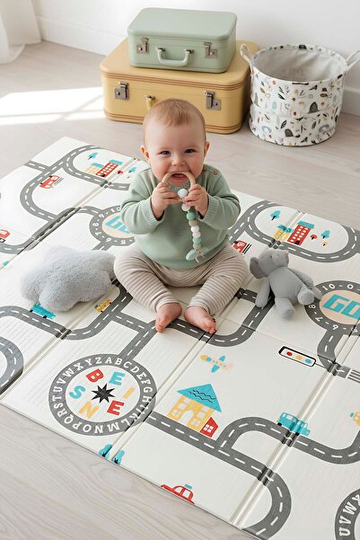 Rivaİstanbul Araba Yarışı Katlanabilir Çocuk Oyun Matı 200x130 cm