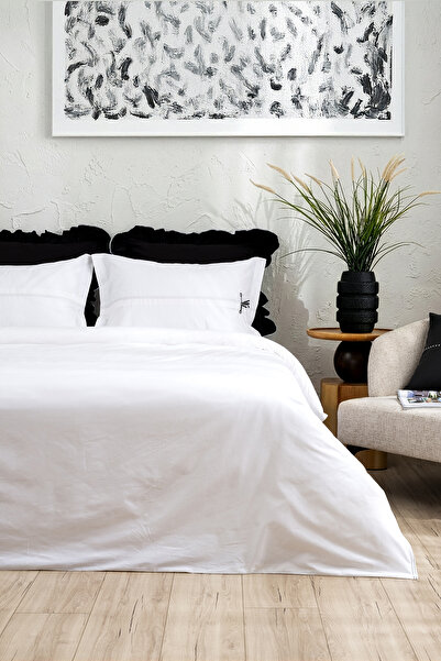 Koza Home Mayra white double ruffled bed linen set 2540