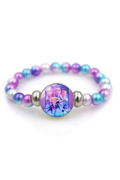 Miniso 02 KPop Demon Hunters Bracelets Girls Fashion Beaded Wristband Cute Cartoon Figure Jewelry Accessori