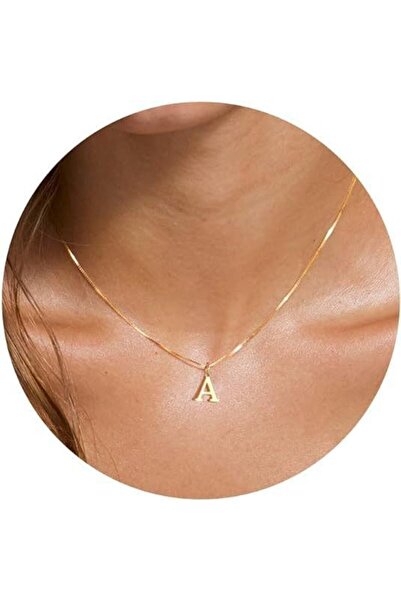 Choice قلادة من الفولاذ المقاوم للصدأ مطلية بالذهب، تحمل الأحرف الأبجدية من ا...