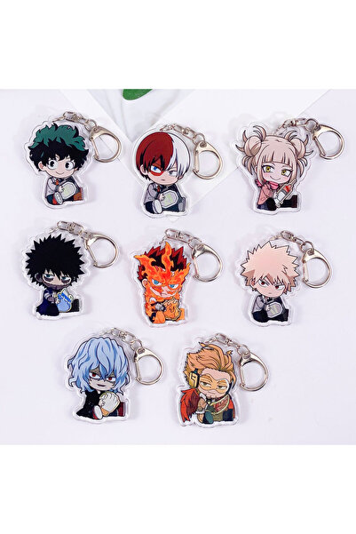 Miniso سلسلة مفاتيح لطيفة من ماي هيرو أكاديميا، 9 شخصيات أنمي، سلسلة مفاتيح أكريليك، حقيبة ظهر كرتونية، مقاس 5 سم