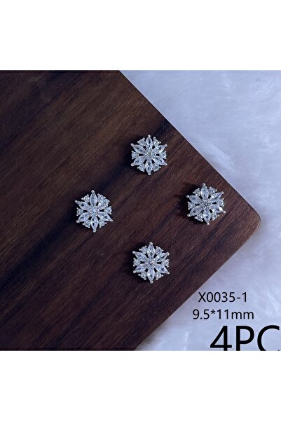 Choice X0035-1 4 قطع من أحجار الراين الزركونية المعدنية اللامعة على شكل ندفة ...