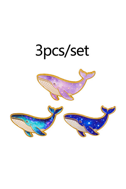 Choice 4 دبابيس معدنية ملونة على شكل حوت مطلي بالمينا، حيوانات بحرية مضحكة، ت...