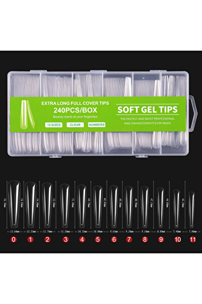 Choice XXXL-Green Extra Long Coffin Nail Tips No C Curve 240Pcs XXXL Coffin N...