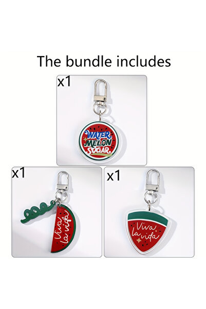 Choice 3pcs 2D Flat, 2d sparkling watermelon key chain Universal Viva la vida...