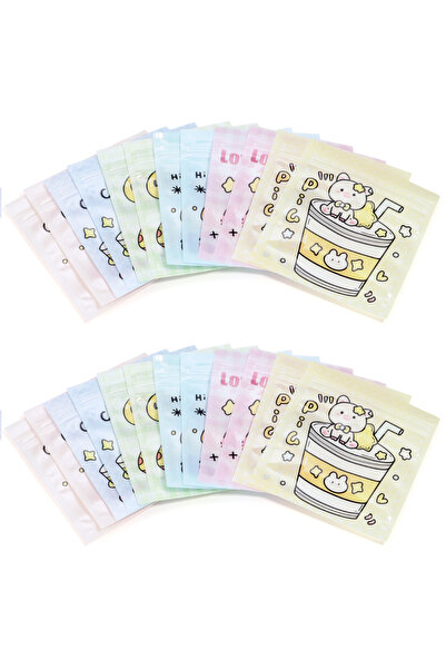 Choice أكياس بلاستيكية متعددة الألوان بسحاب، 20 قطعة/عبوة، 10×11 سم، بنقشة كر...