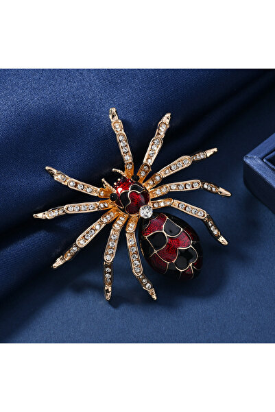 Choice بروش عنكبوت ذهبي اللون بتصميم ريترو مبالغ فيه مرصع بأحجار الراين، مع ت...