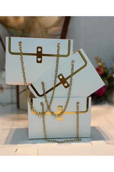 Handmade Gold Zincirli Lüks Çanta Kutusu – 5’li Paket | Premium Hediye ve Ürü...