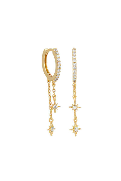 Choice E1149 Gold New Design Stainless Steel Cubic Zirconia Chain Stud Earrin...