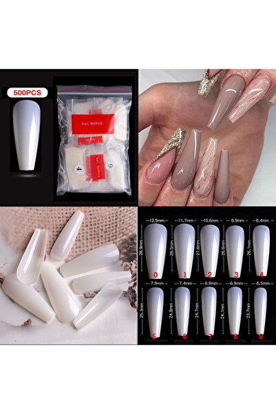 Choice Natural 500pcs/bag Long Ballerina Nails Clear Natural Coffin False Nails Art Tips Ultra Flexible Fak