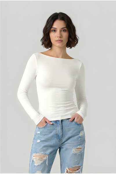 World Fashion Trends BLUZĂ NATURALĂ DE VISCOZĂ CU GĂLĂ BĂRĂ ECRU