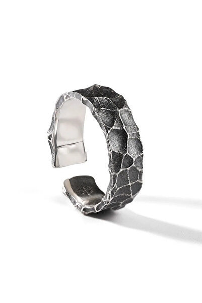 Choice خاتم رجالي كلاسيكي قابل للتعديل بتصميم بسيط، خاتم قديم متصدع ذو نقرات،...