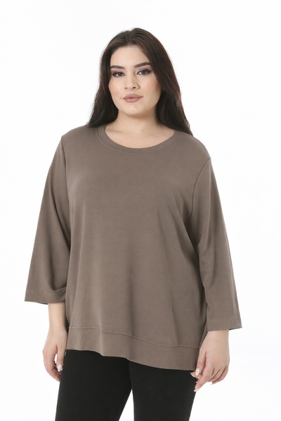 Şans سترة نسائية كبيرة الحجم من فرو المنك، بياقة دائرية