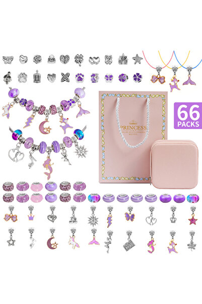 Choice طقم صنع المجوهرات DIY مكون من 66 قطعة من أساور السحر باللون الأرجواني ...