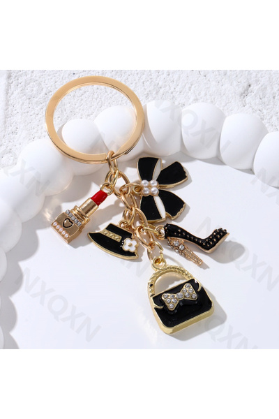 Choice E8224 Pretty Big Heart Flower Hat Handbag Cloth Enamel Keychain Cartoo...