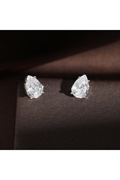 Choice أقراط صغيرة مرصعة بالزركون الأبيض بقصة كمثرى من زاكول، لون فضي، رقم 25...