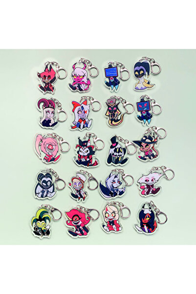 Miniso 5 cm 21 Cartoon Characters Hazbin Hotel Acrylic Car Keychain Accessori...