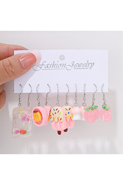 Choice style 24 Fashion Sweet Fruit Drink Earrings Set for Women Cute Cartoon Food Ice Cream Donut Funny Re