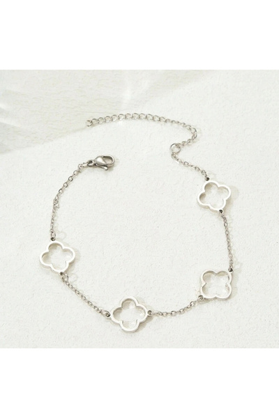 Choice Silvery 1pc Lucky Luxury Fashion Flower Decor Bracelet For Women For D...