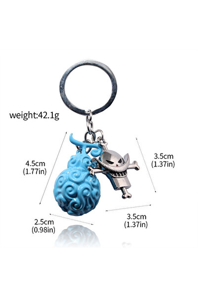 Miniso K00770-02 سلسلة مفاتيح أنمي يابانية، فاكهة الشيطان، ون بيس، رورونوا زورو، قبعة إيس، مجسم فاكهة، مفتاح نموذجي