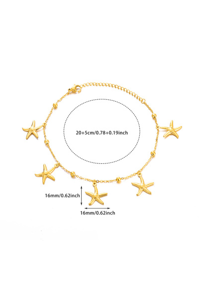 Choice HJ478G Gold Color Starfish Shell Fish Charm Anklet Link New Bead Chain Stainless Steel Bracelet Wome