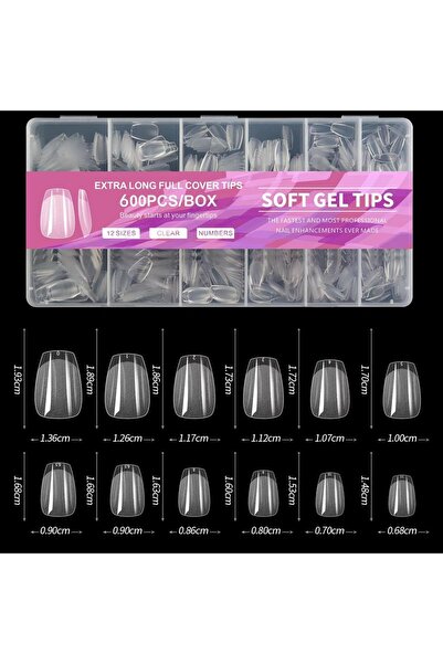 Choice 600 قطعة من أطراف أظافر اللوز البيج، نصف مطفية، تغطية كاملة، أطراف أظا...