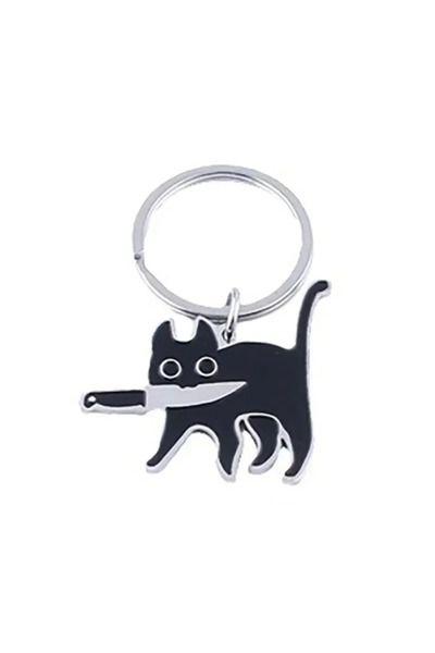 Choice black Cute cat keychain, black cat key pendant, backpack, car key ring...