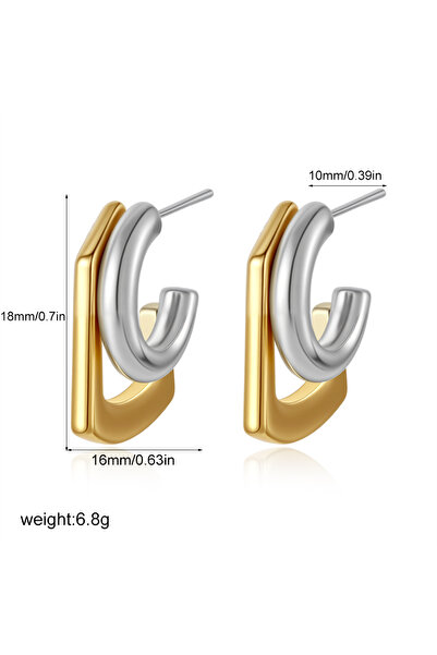 Choice T529 تصميم فريد، مزيج من الذهب والفضة، شكل هندسي، مشبك، سوار أقراط من ...