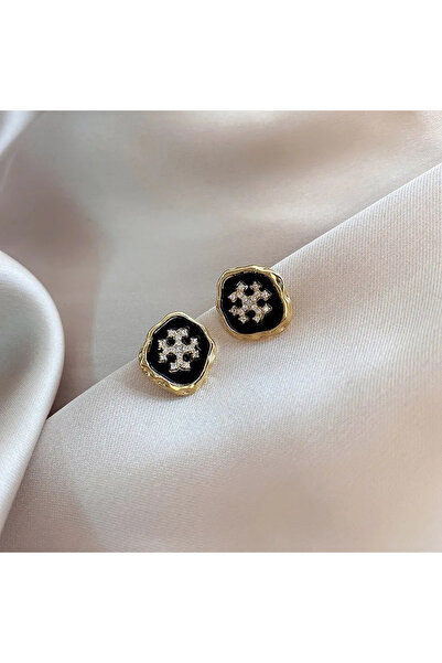 Choice أقراط مرصعة على شكل ندفة ثلج سوداء، هدية رومانسية شتوية للنساء والفتيا...