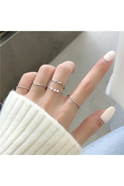 Choice silver color 5pcs/set Ring Female Japanese Korean Style Simple Three P...
